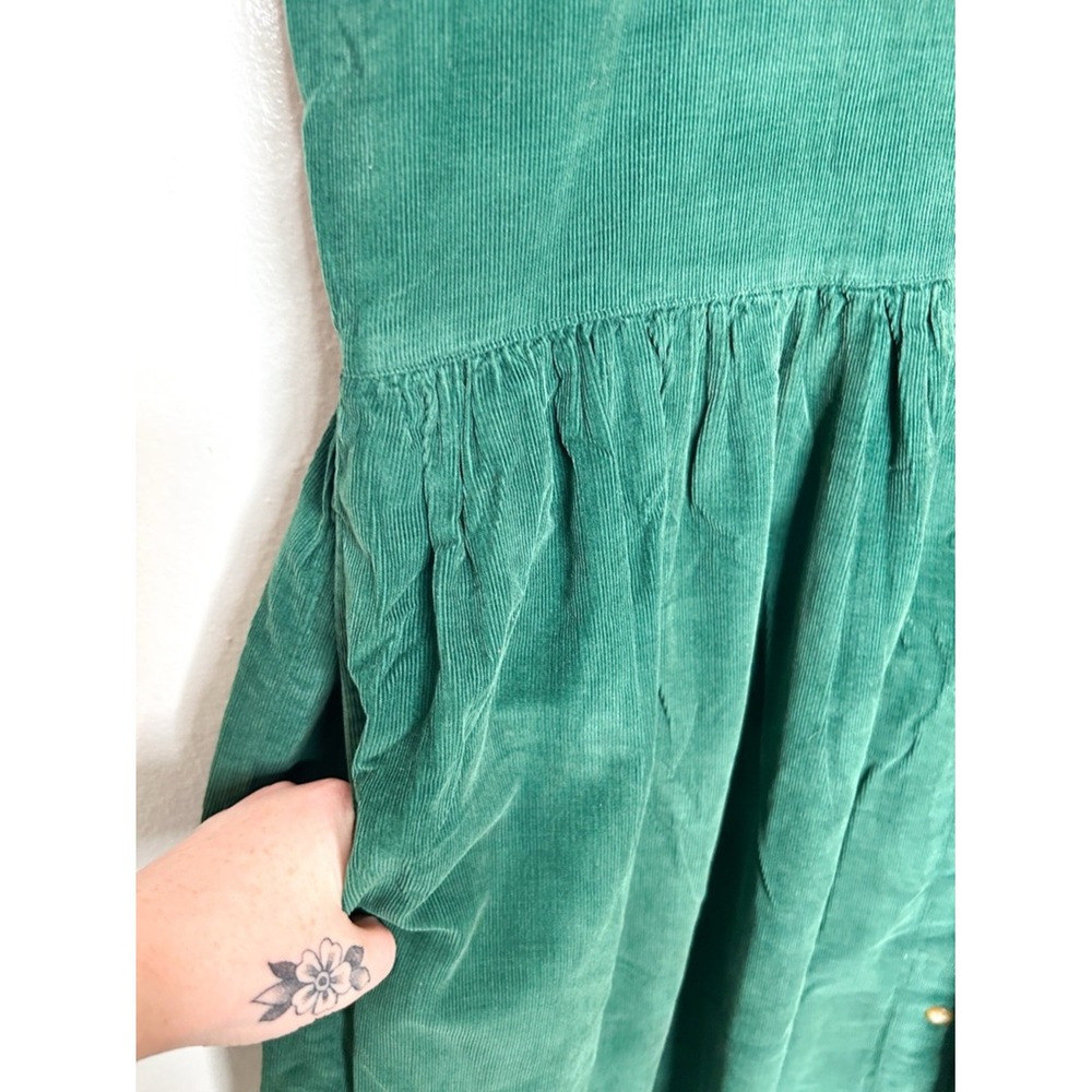Vintage 90s Eddie Bauer Women's Green Corduroy Sleeveless Midi Dress Medium M - Picture 4 of 6